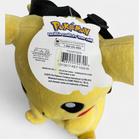 Plush Pikachu Pokemon Backpack 14" Bag 2016 NEW TAGS Stuffed Starpoint F.A.B. - Picture 3 of 9